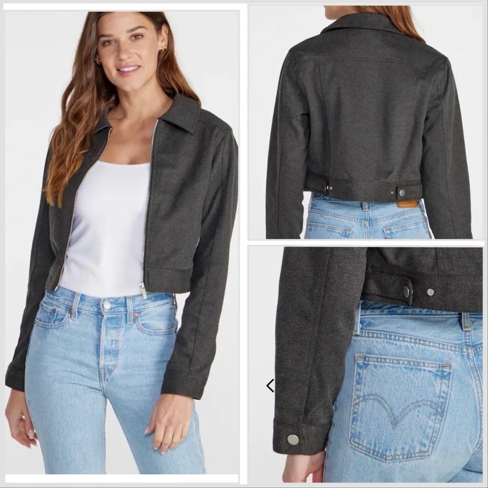 Bylt Coastal Trucker Cropped Jacket Dark-Charcoal Size S